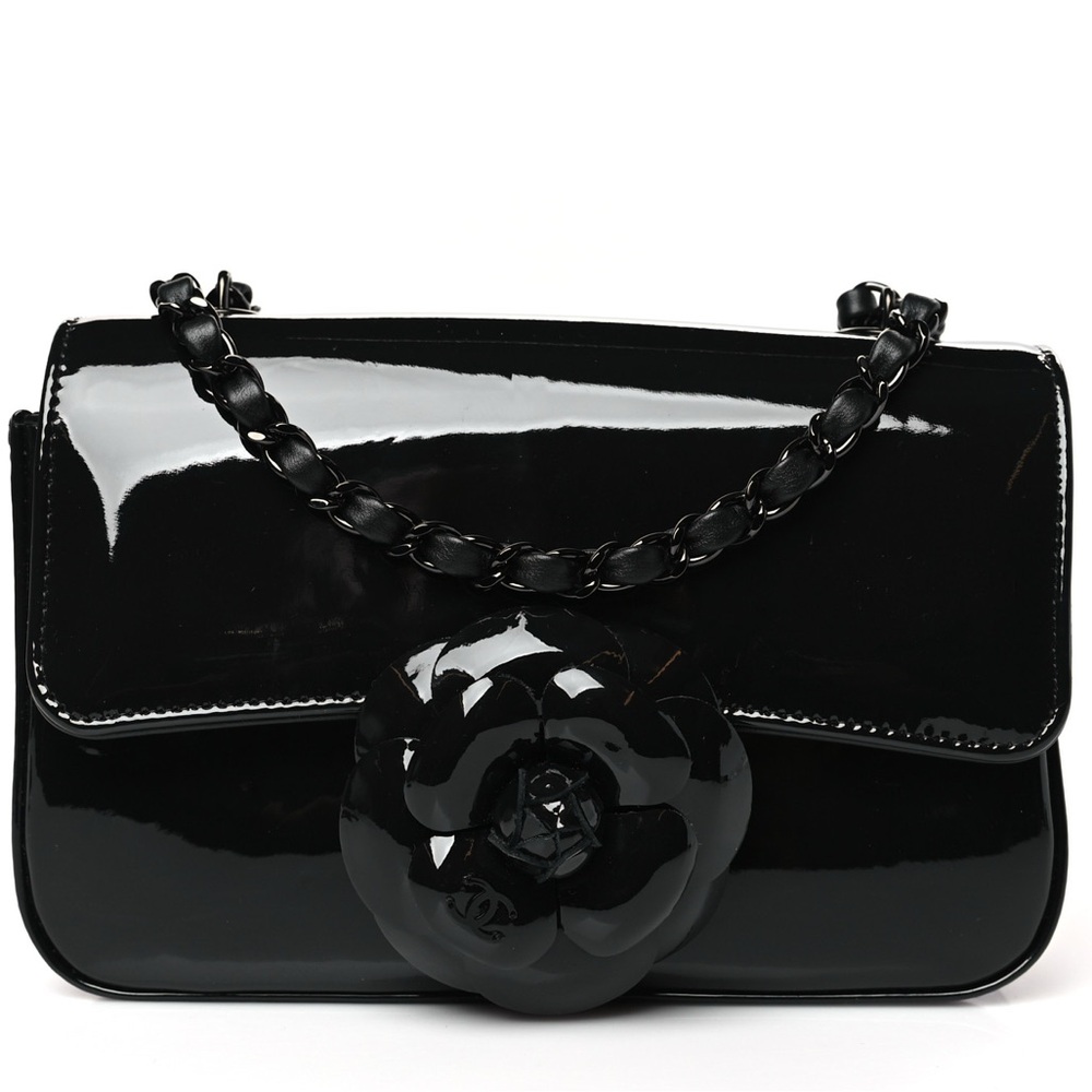 Chanel Camellia Patent Flap Bag